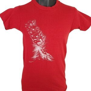 Downhill Skiing T Shirt Vintage 70s 1977 Ski Resort Made In USA Mens Size Small
